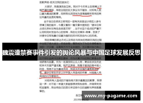 魏震遭禁赛事件引发的舆论风暴与中国足球发展反思